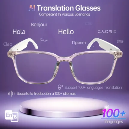 LIFEBEE Smart Glasses with 144 Languages, Low Latency Audio, Built-in Mic & Speakers, AI Voice Assistant