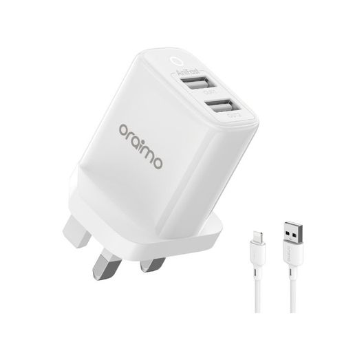 Oraimo Firefly 2U 12W 2.4A Dual USB Fast Charger Fast Charge Cable