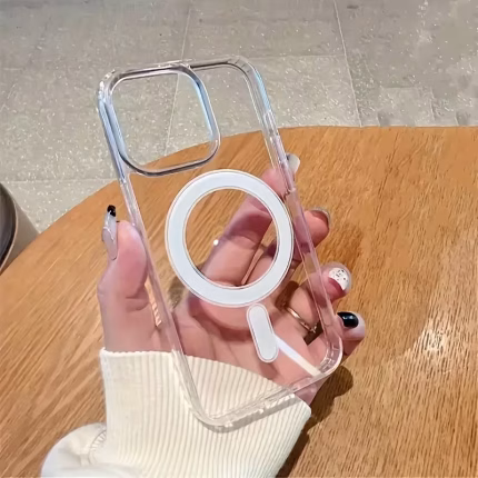 The Transparent Magnetic Phone Case Is Suitable for High-Definition Clarity And Does Not Interfere with The Screen Protector for Iphone X to 16 Series, Featuring a Hard Back And Soft Edges.